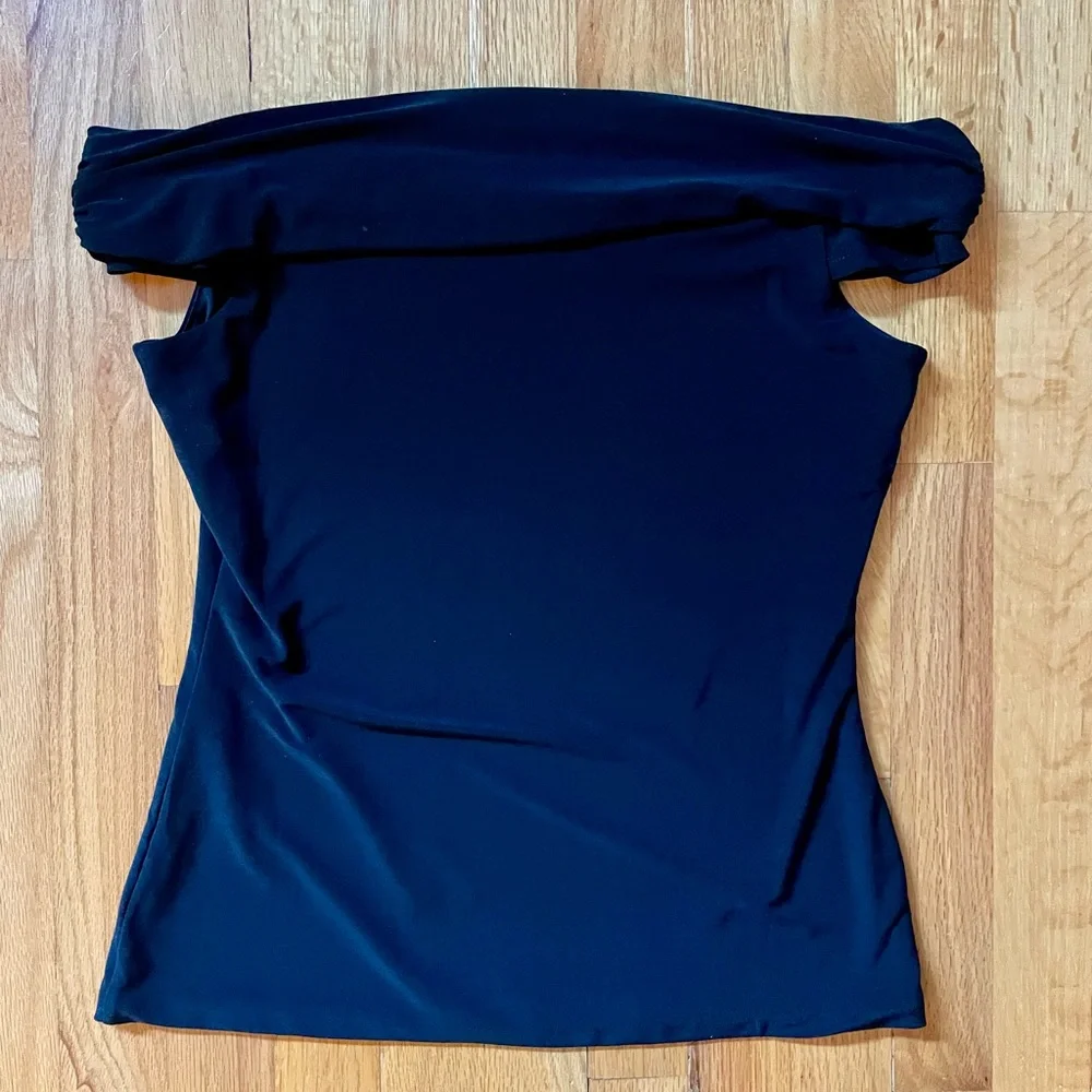 Black Silky Offshoulder Blouse - Picture 3 of 3